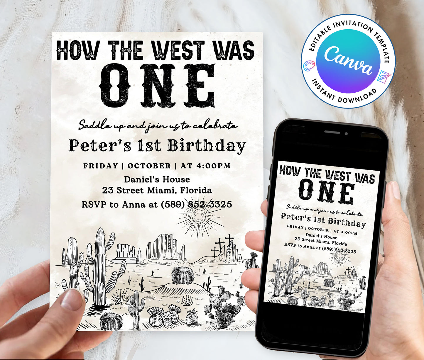 Western Cowboy First Birthday Invitation