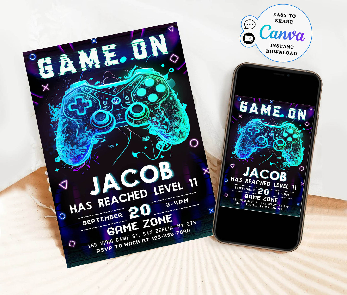 Game On Video Game Birthday Invitation Template