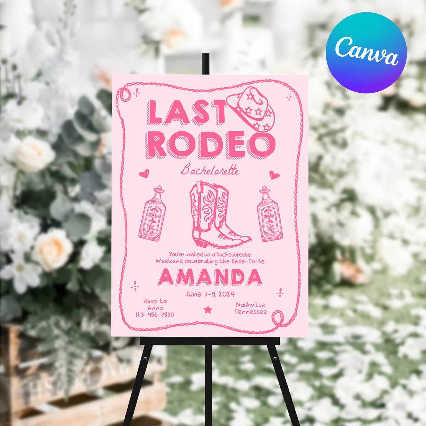 Last Rodeo Nashville Bachelorette Party Welcome Sign Template