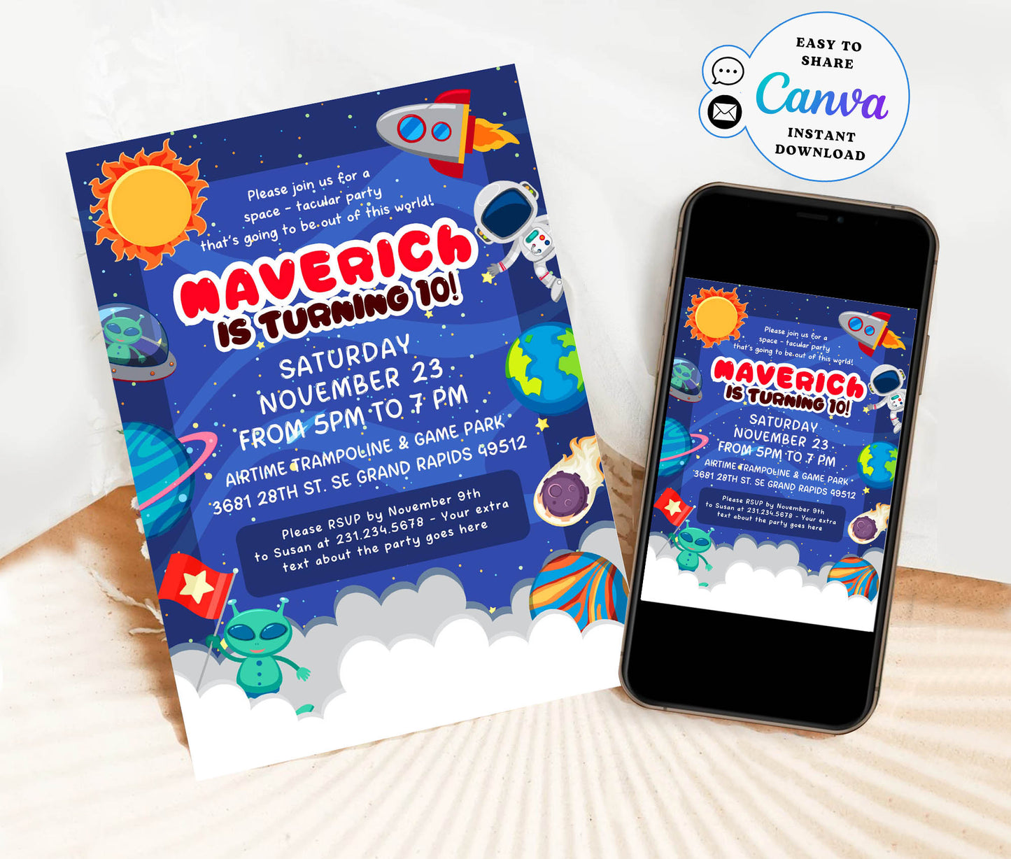 Explore the Galaxy Birthday Invitation Template