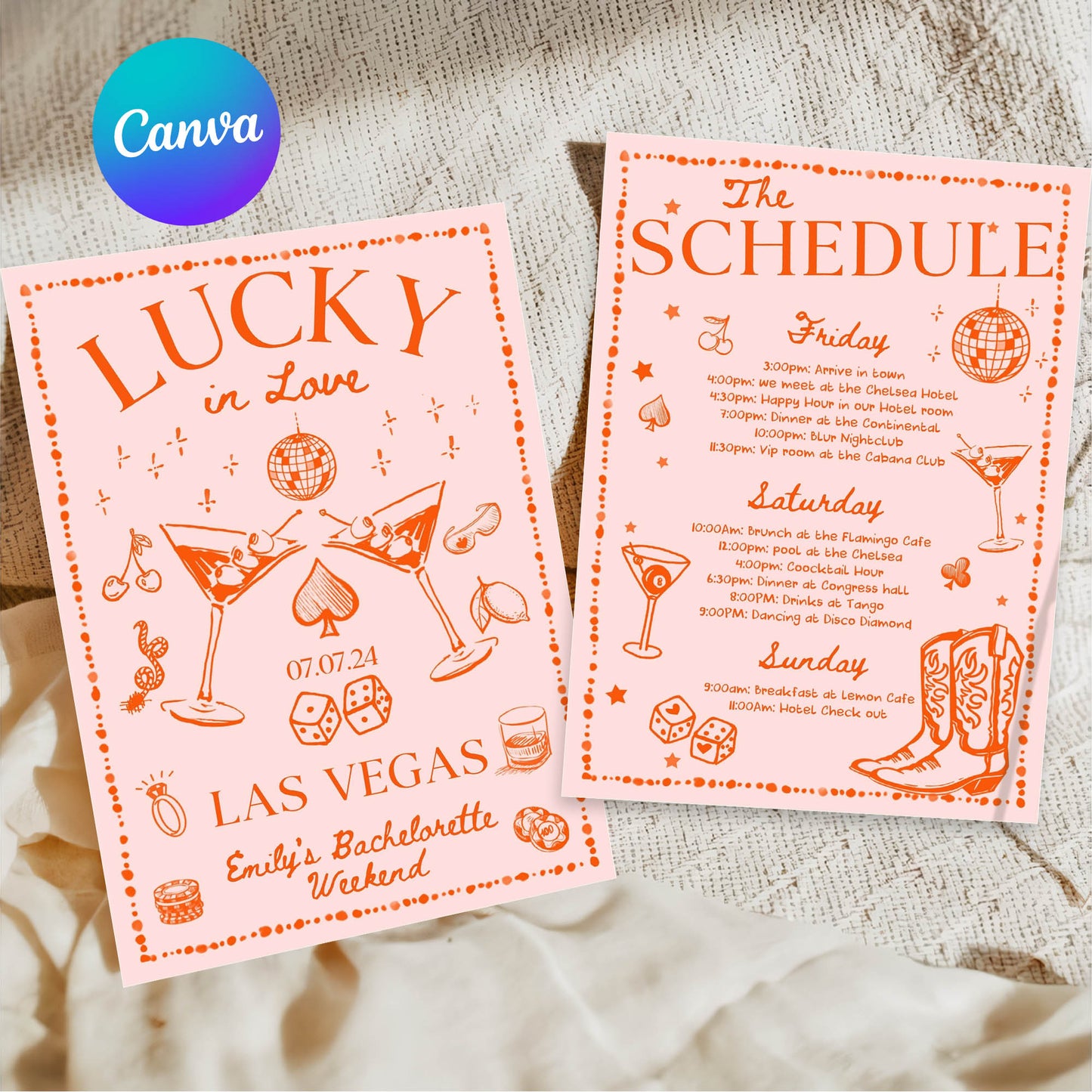 Lucky in Love Handwritten Bachelorette Invitation