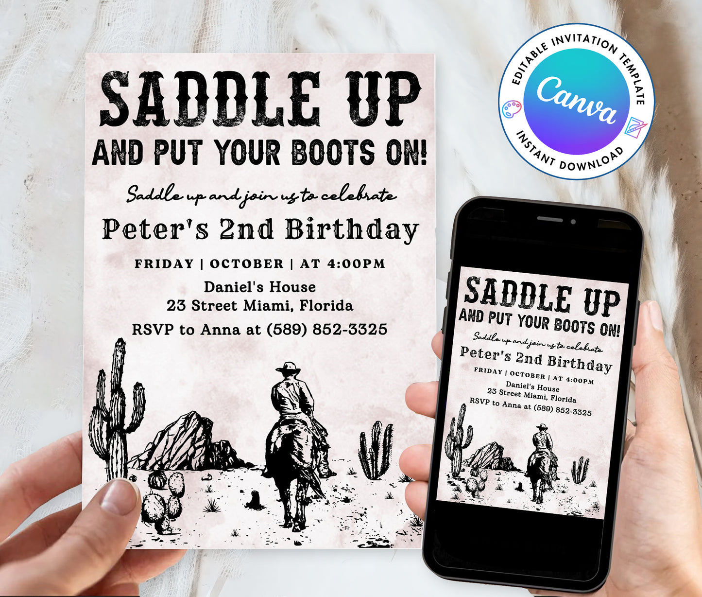 Saddle Up Western Birthday Invitation