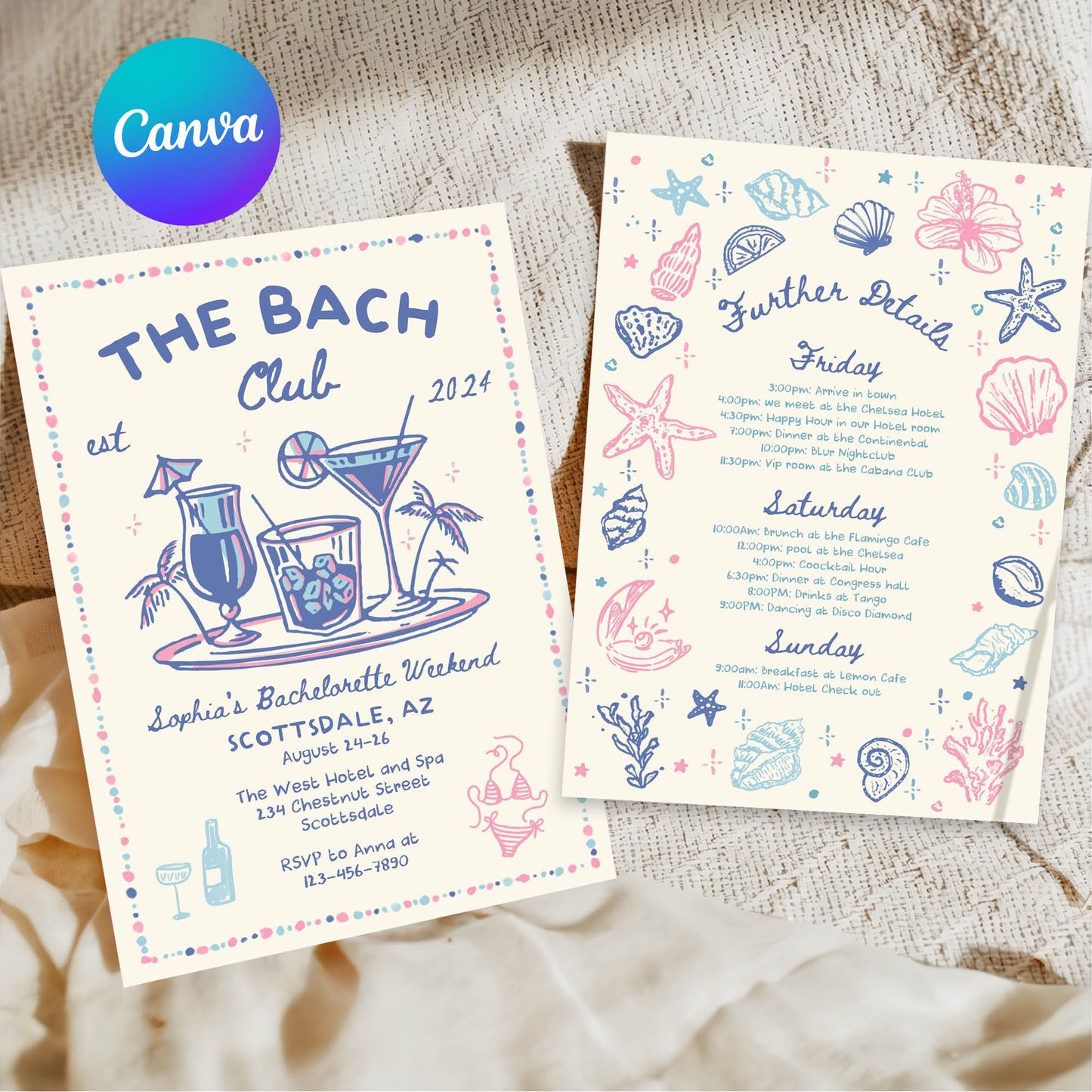 The Bach Social Club Cocktail Bachelorette invite template