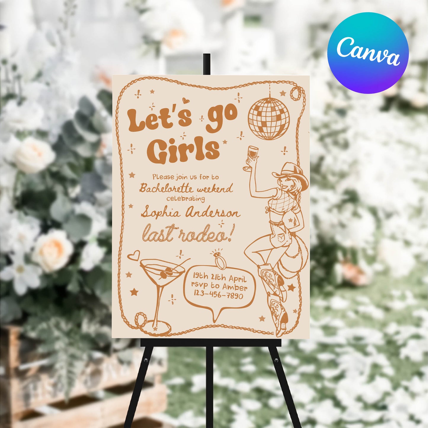 Modern Let’s Go Girls Bachelorette Party Welcome Sign