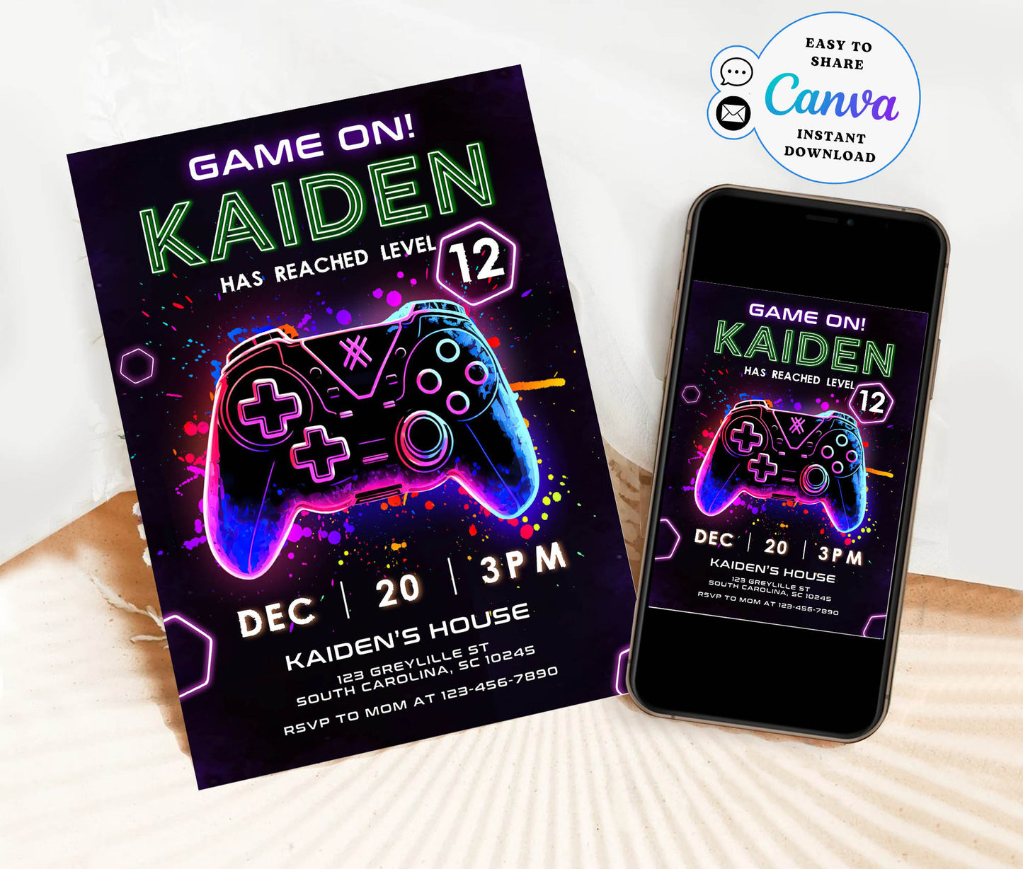 Editable Video Game Birthday Invitation