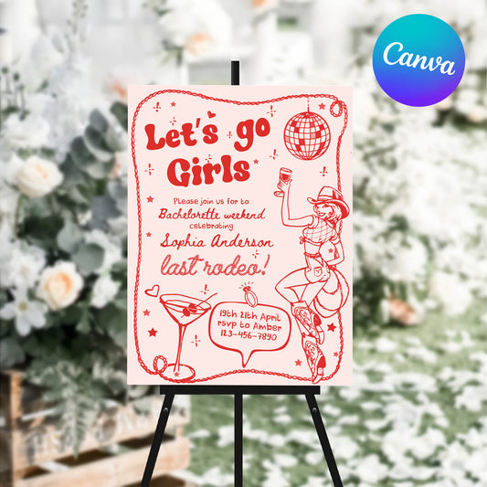 Let's go girls Bachelorette Party Welcome Sign Template