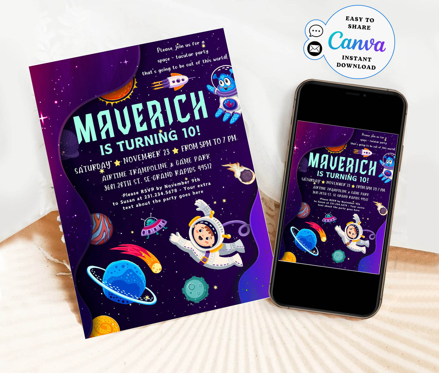 Outer Space Birthday Adventure Invitation