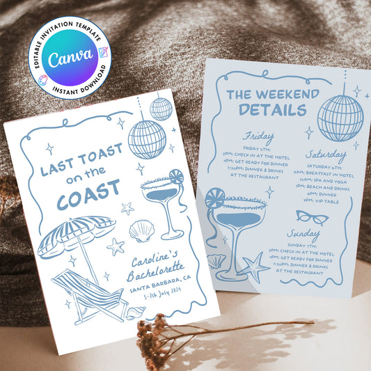 Editable Bachelorette Party Invitation and Itinerary Template