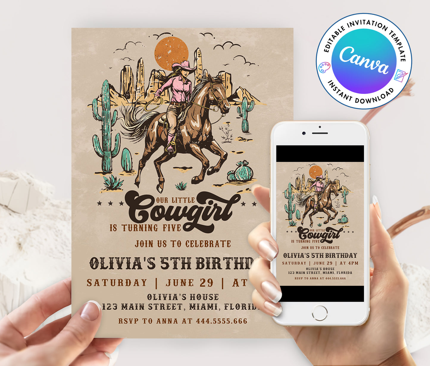 Cowgirl Birthday Invitation Template