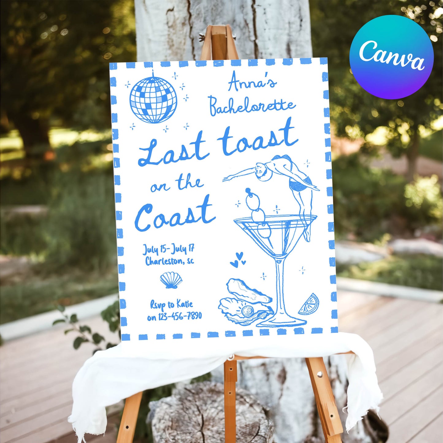 Bride’s Last Coast Toast: Bachelorette Party Welcome Sign