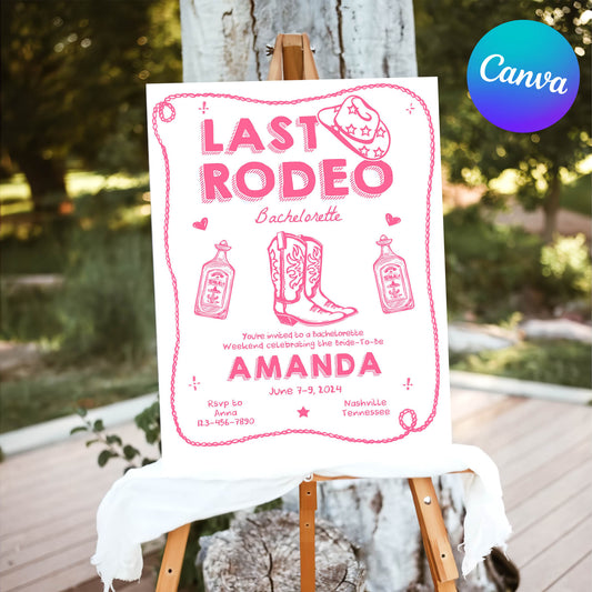 Editable Last Rodeo Bachelorette Weekend Welcome Sign