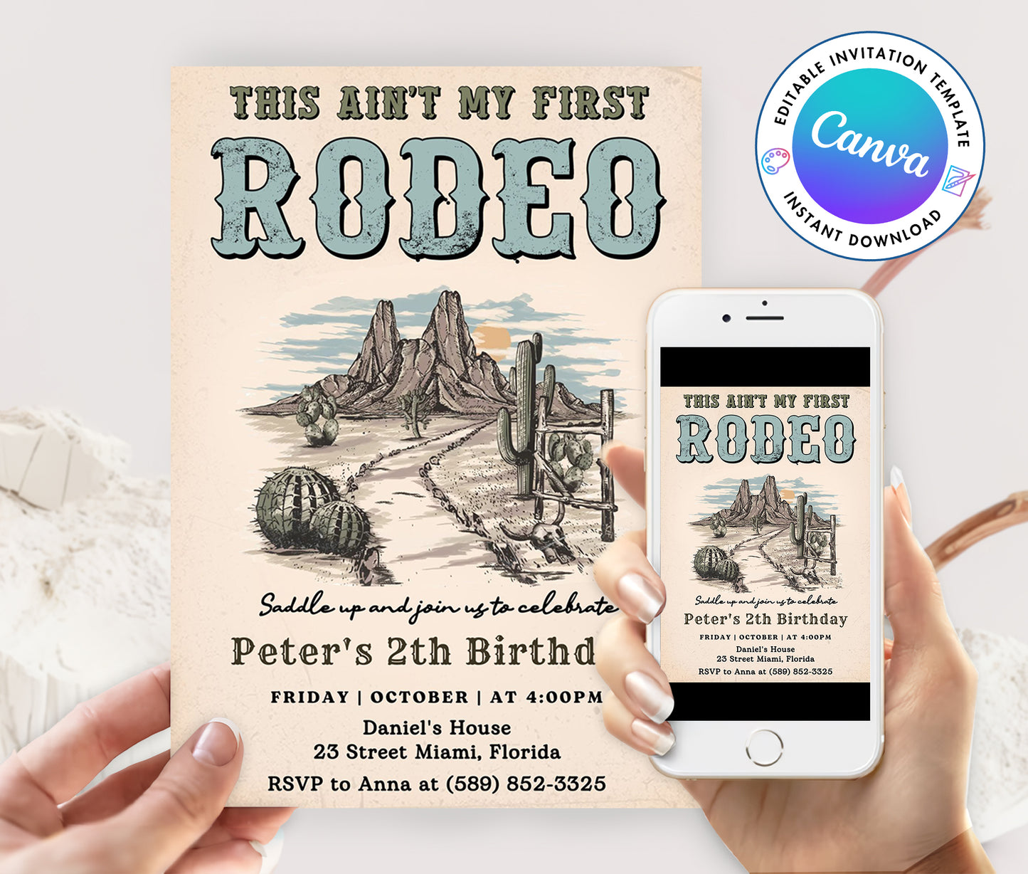 Western 2nd Cowboy Birthday Party Invitation