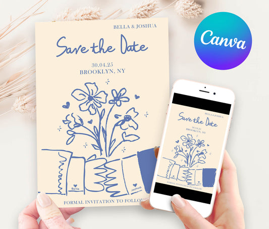 Modern Save The Date Wedding Invitations Canva Template