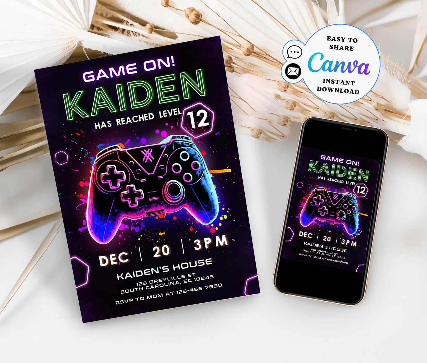 Editable Video Game Birthday Invitation