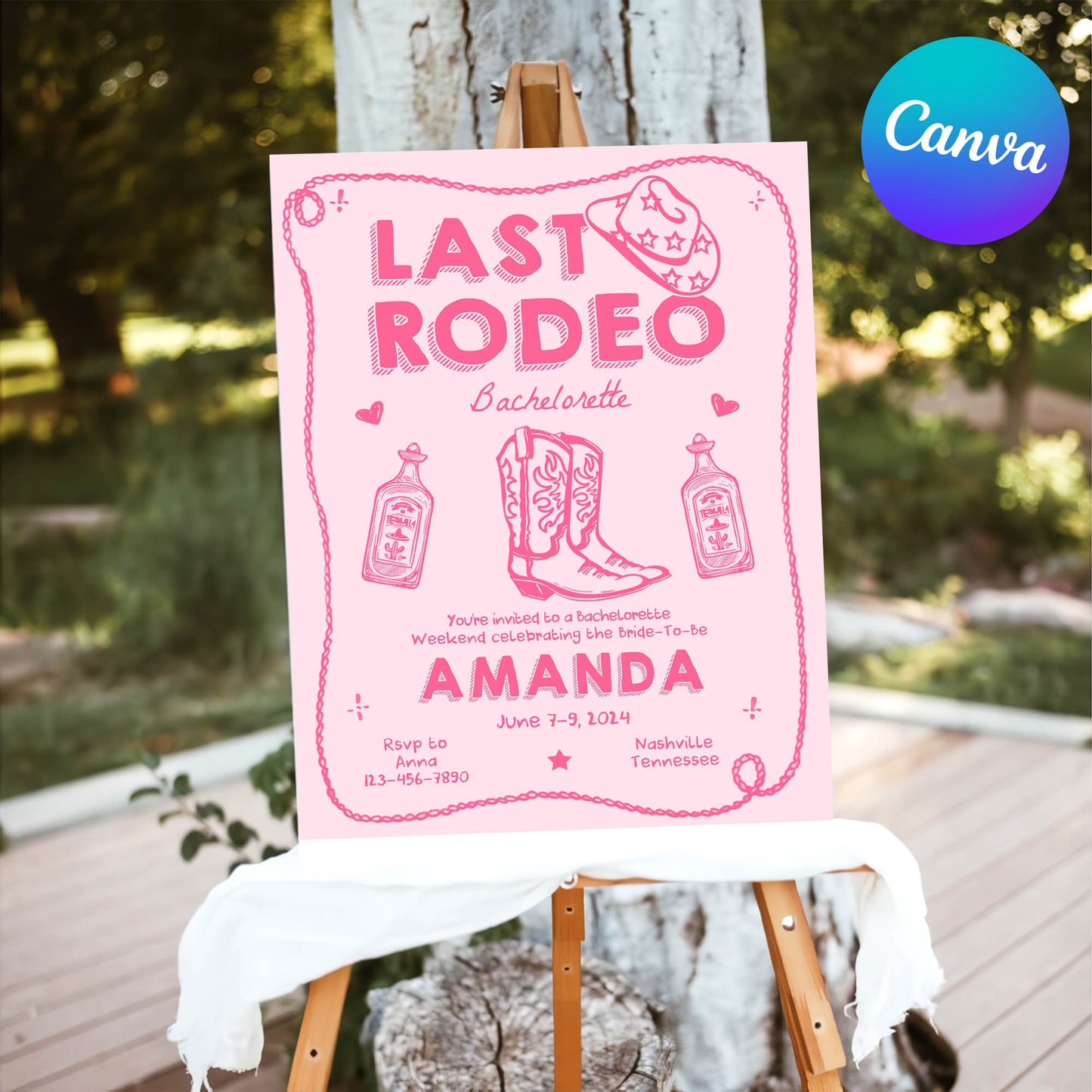 Last Rodeo Nashville Bachelorette Party Welcome Sign Template