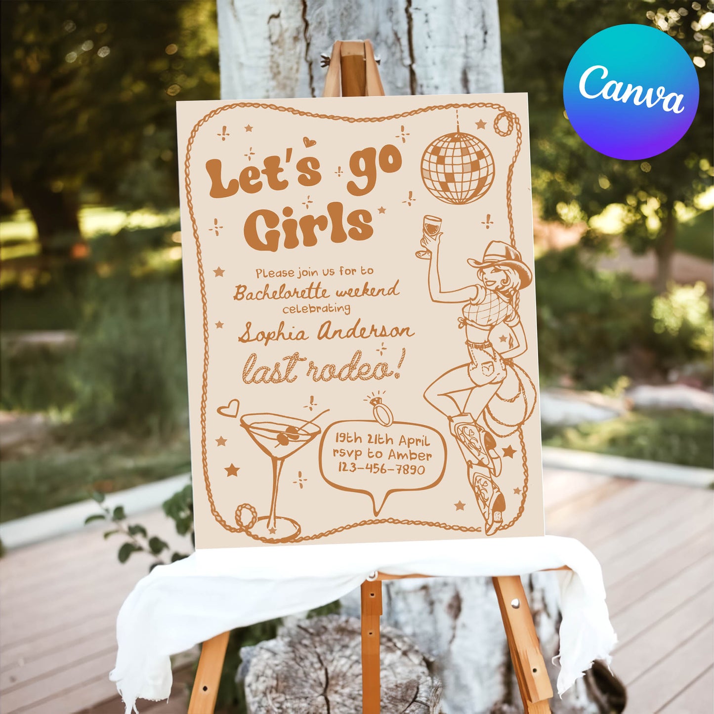 Modern Let’s Go Girls Bachelorette Party Welcome Sign