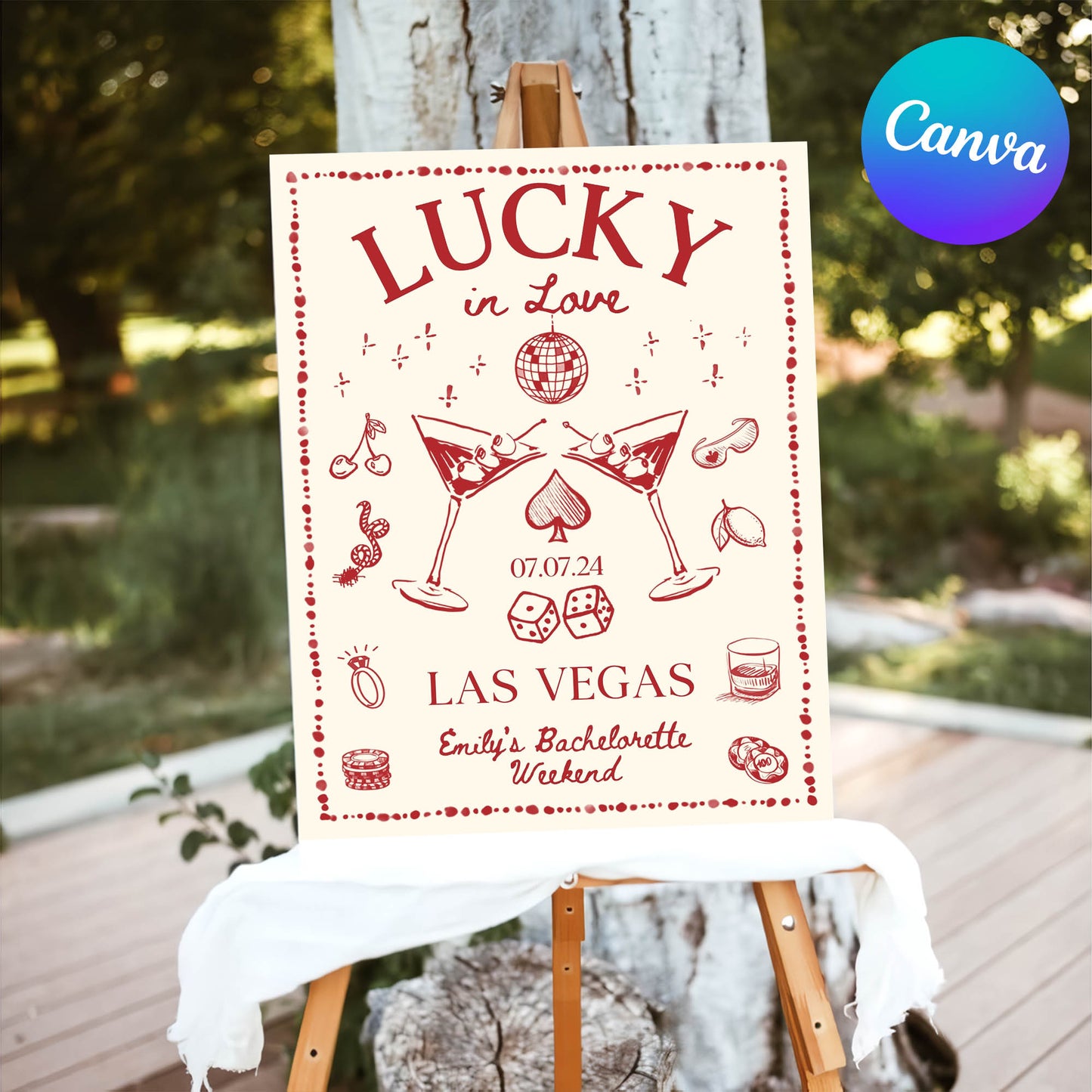 Editable Welcome Sign for Lucky in Love Theme