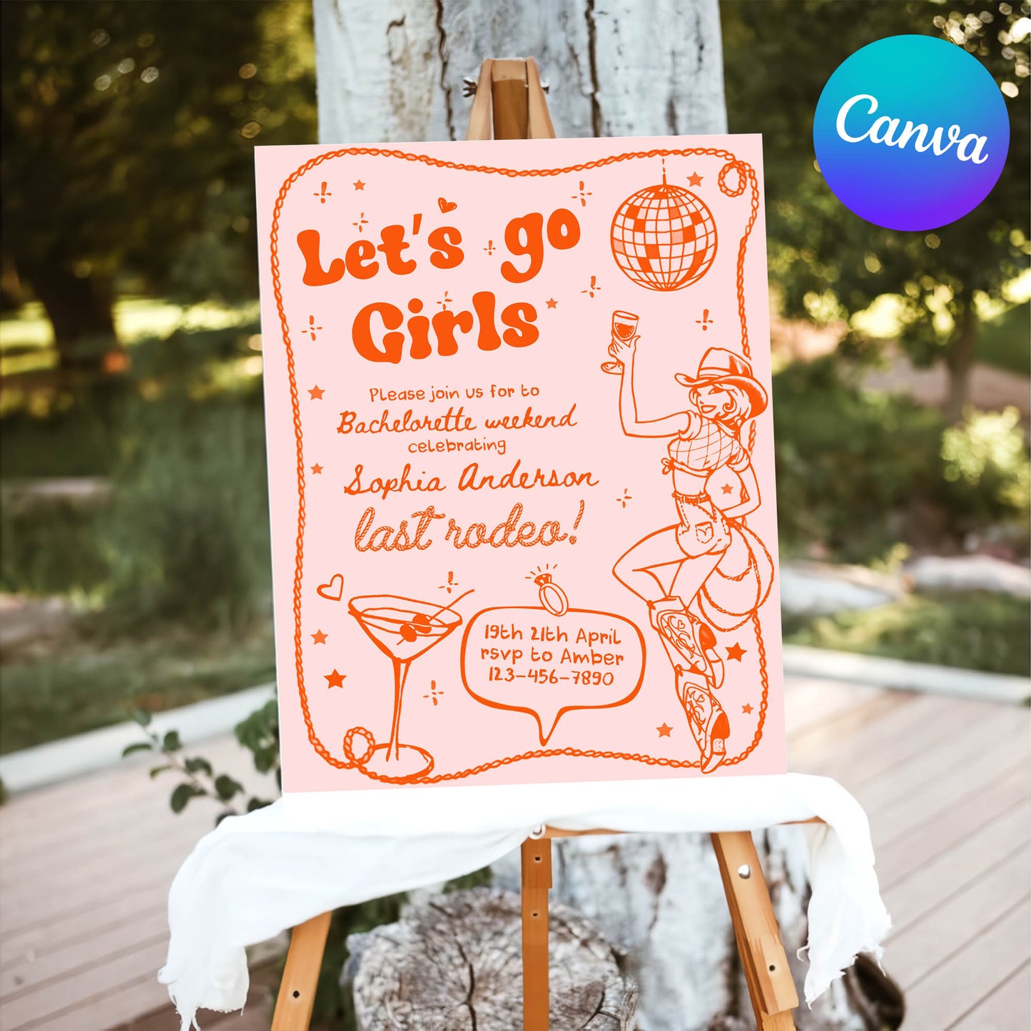 Disco Cowgirl Bachelorette Welcome Sign