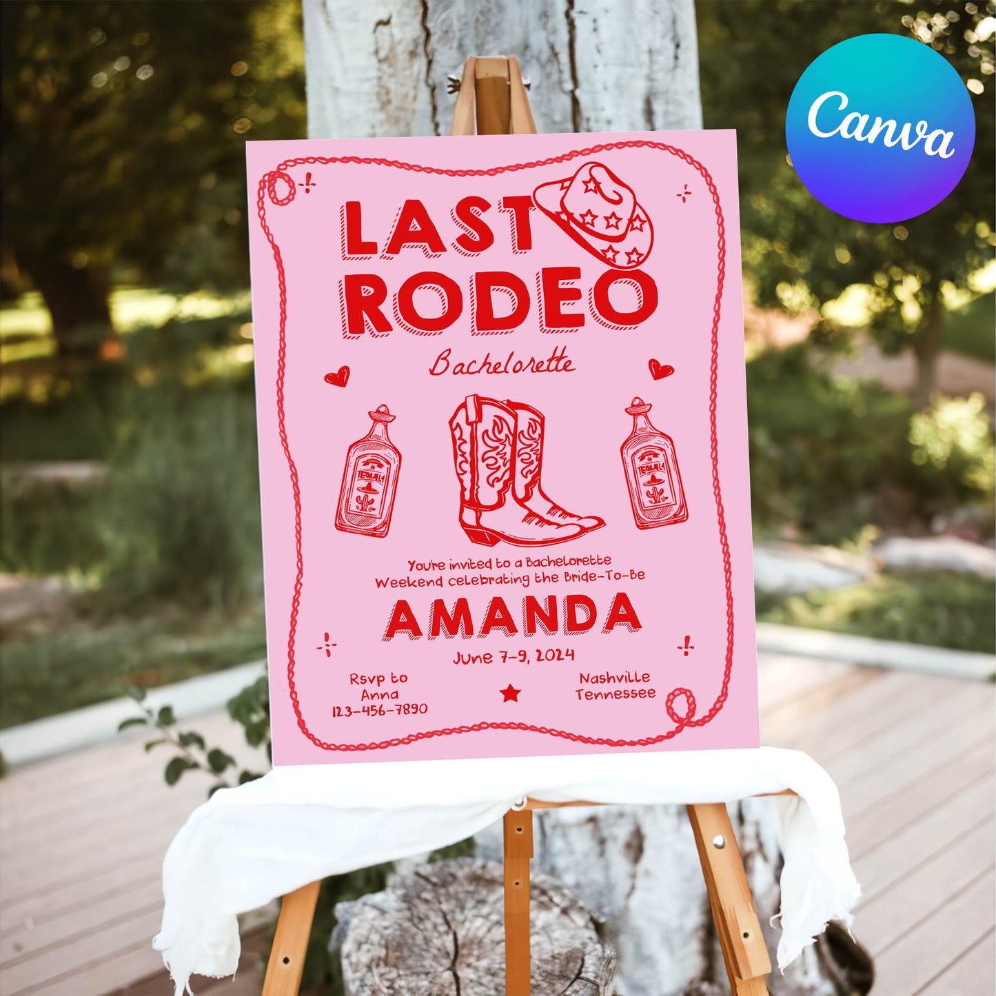 Pink Last Rodeo Bachelorette Weekend Welcome Sign