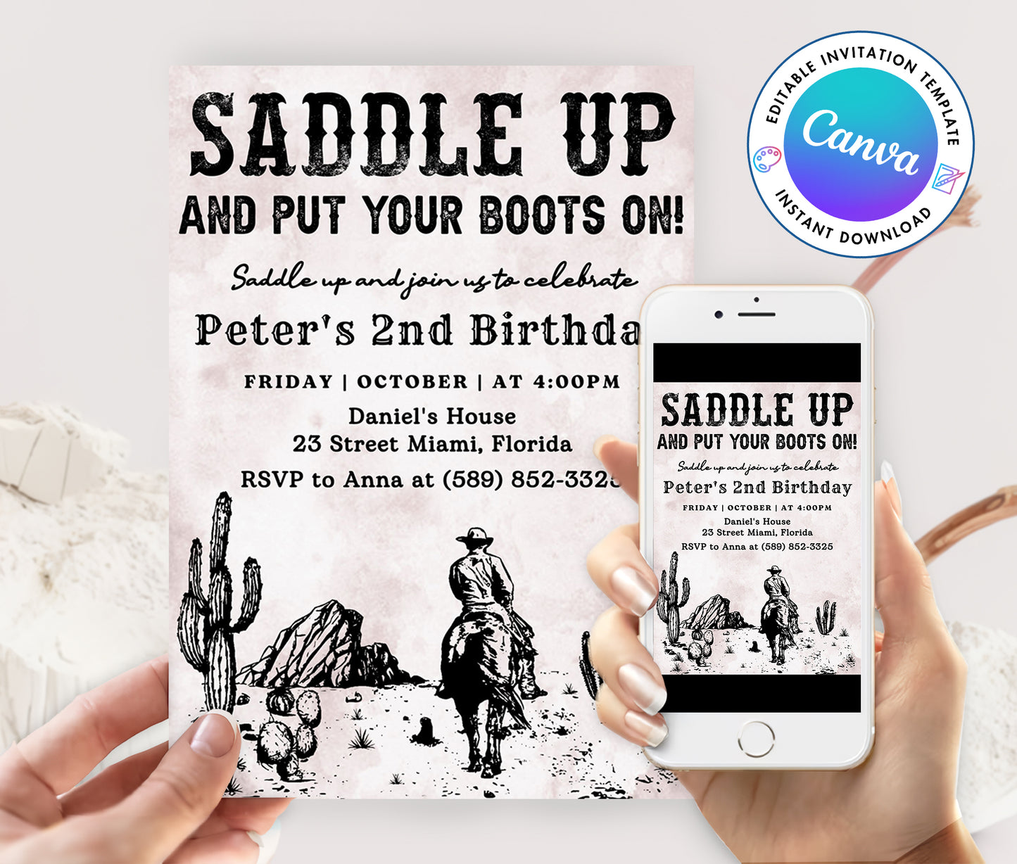 Saddle Up Western Birthday Invitation