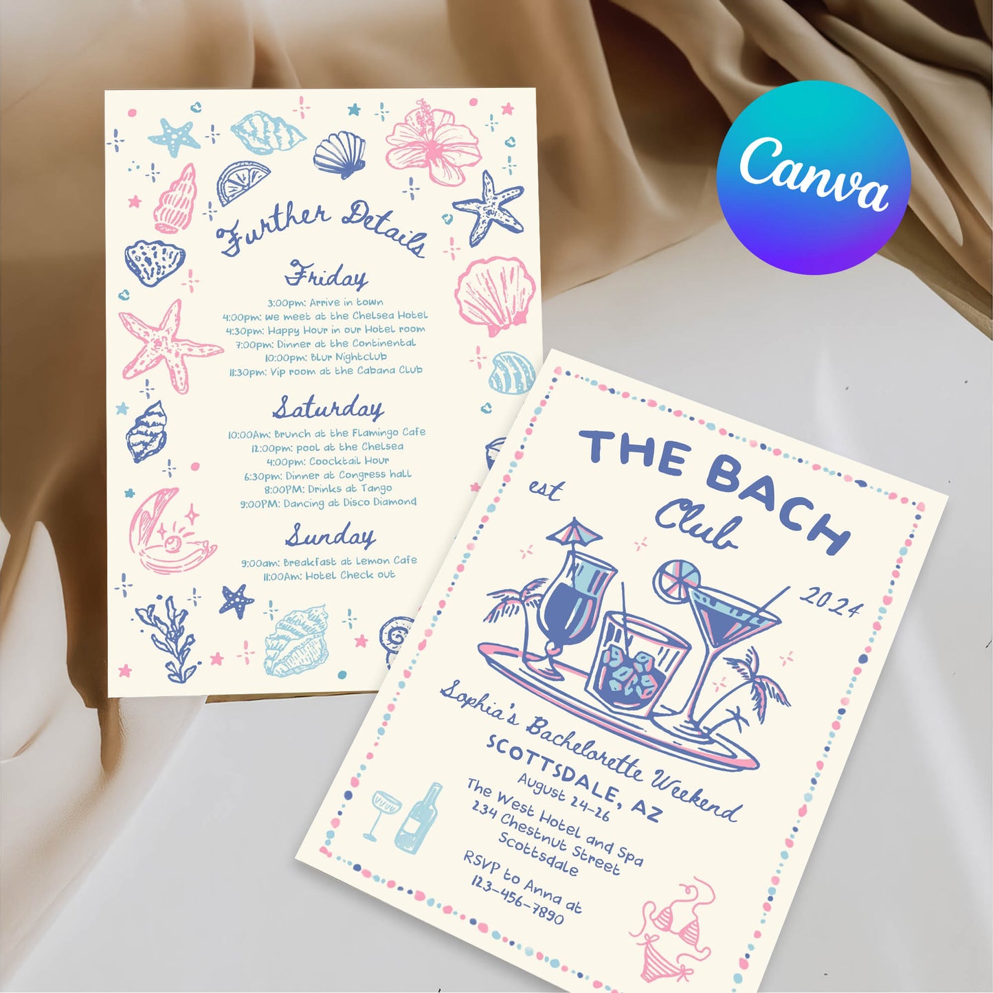 The Bach Social Club Cocktail Bachelorette invite template