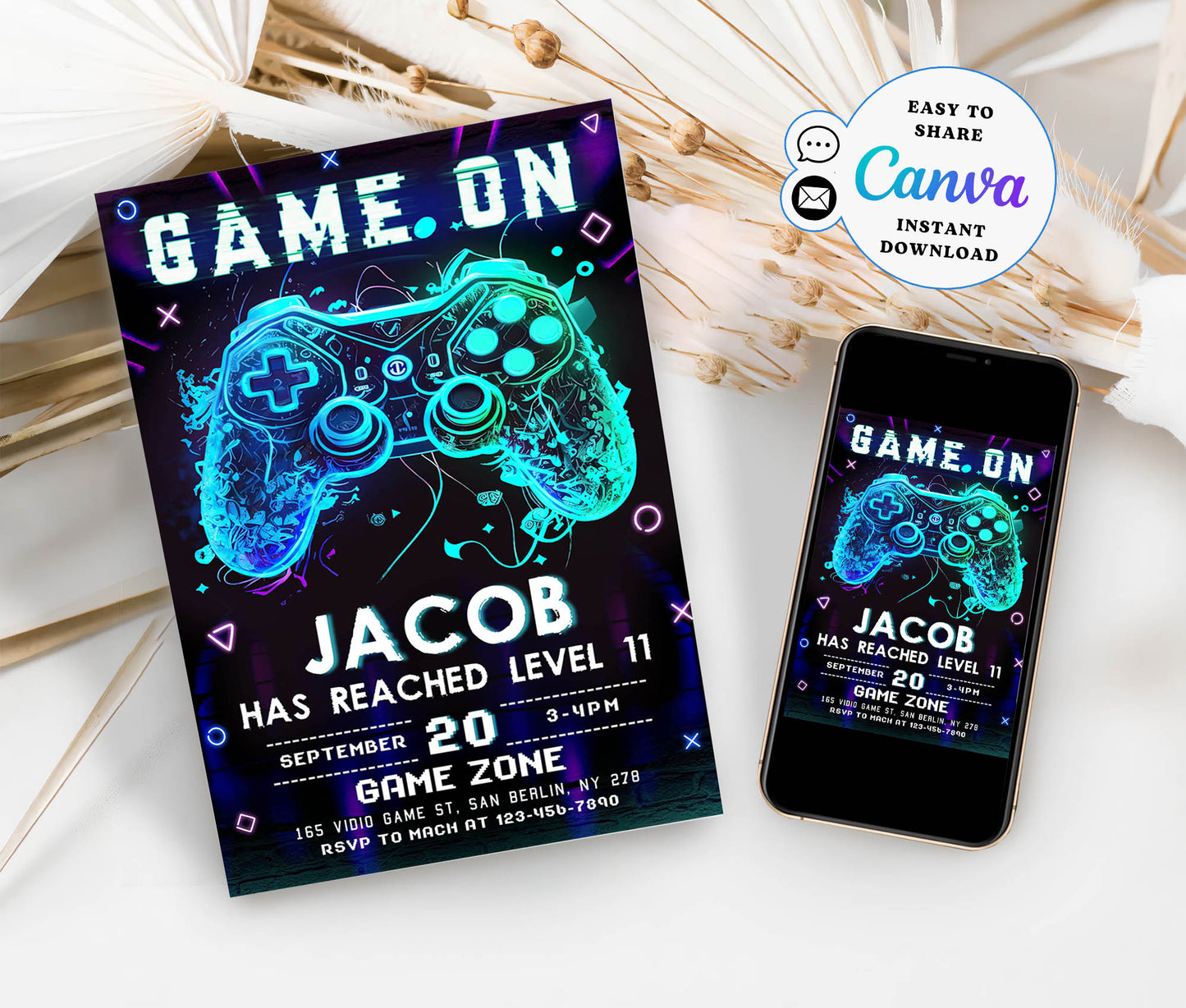 Game On Video Game Birthday Invitation Template