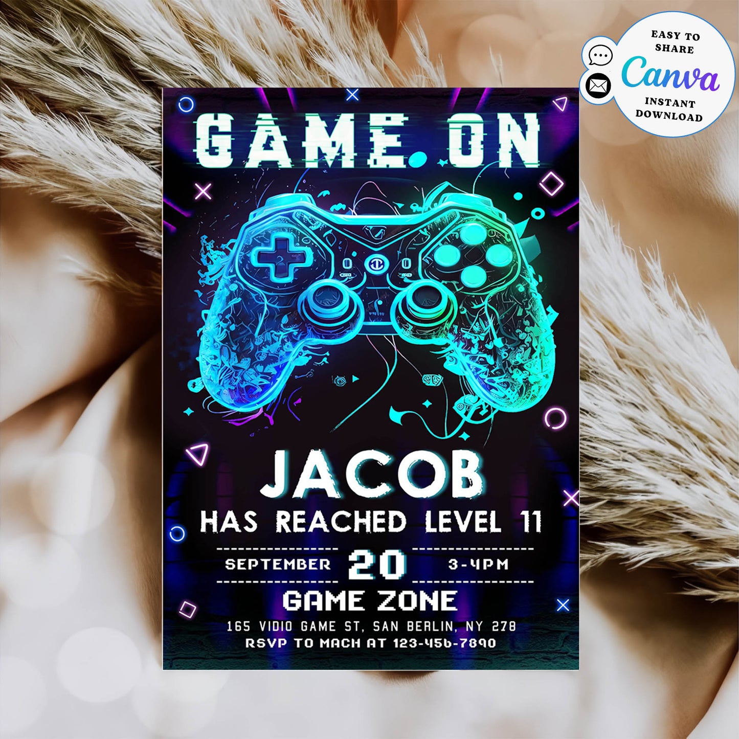 Game On Video Game Birthday Invitation Template