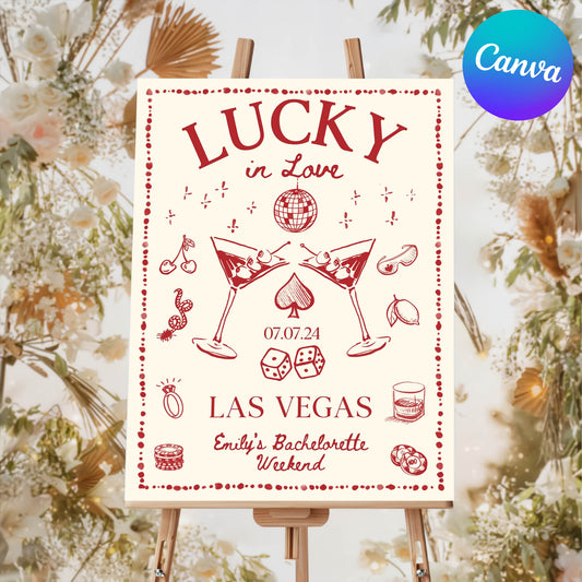 Editable Welcome Sign for Lucky in Love Theme