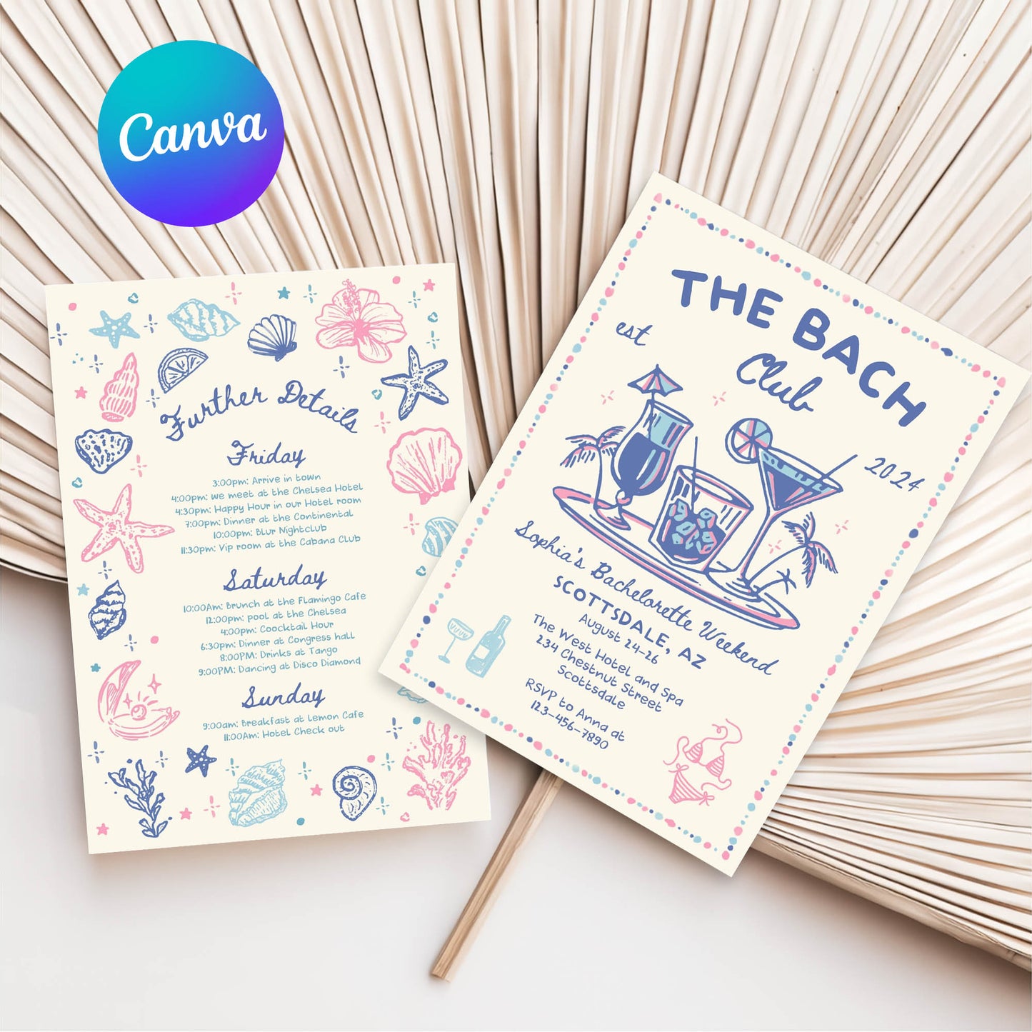 The Bach Social Club Cocktail Bachelorette invite template