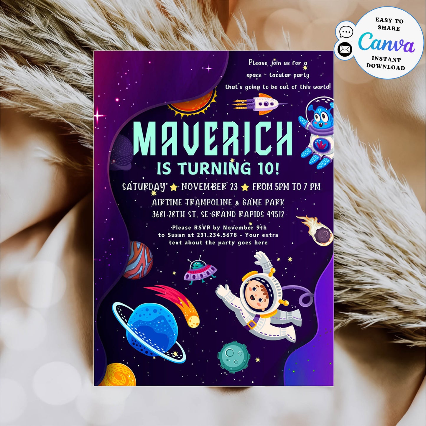 Outer Space Birthday Adventure Invitation