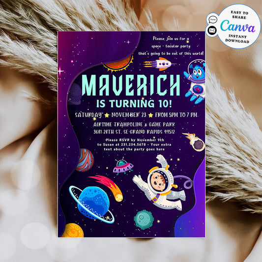 Outer Space Birthday Adventure Invitation