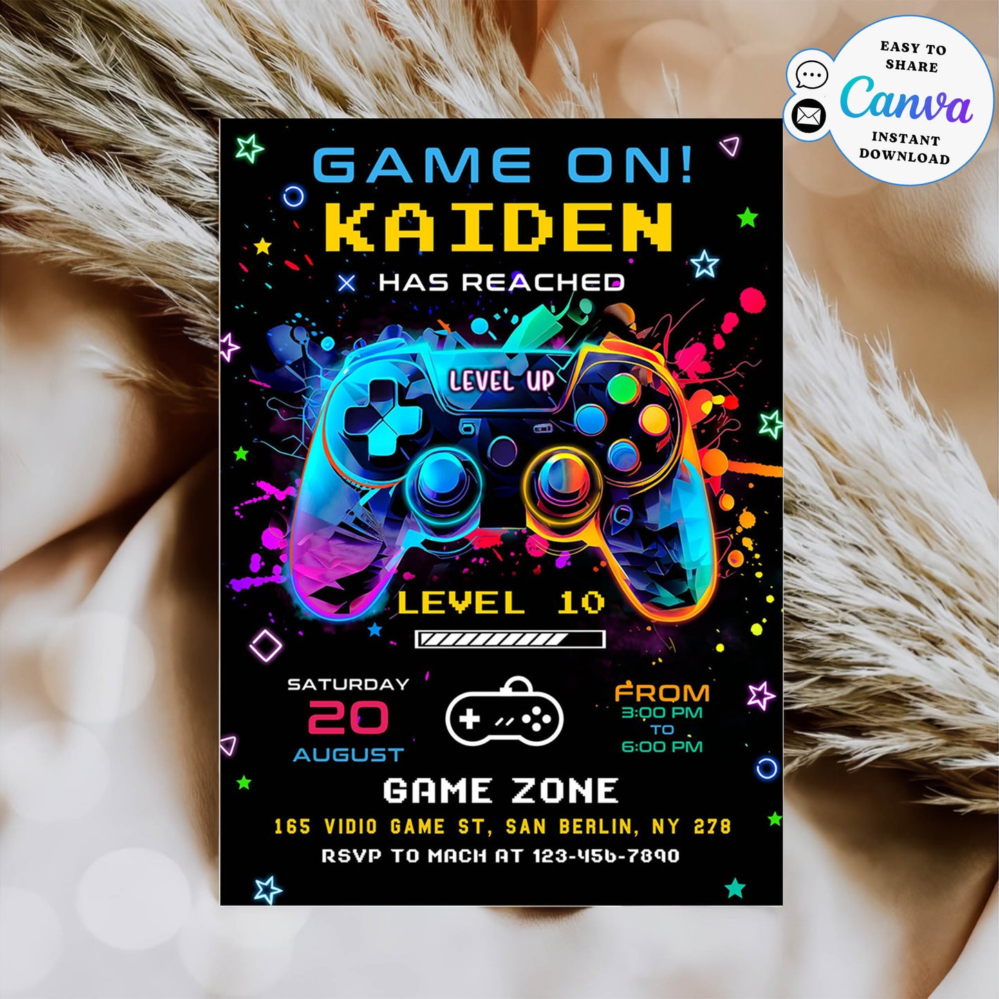 Game On! Video Game Party Invitation Design