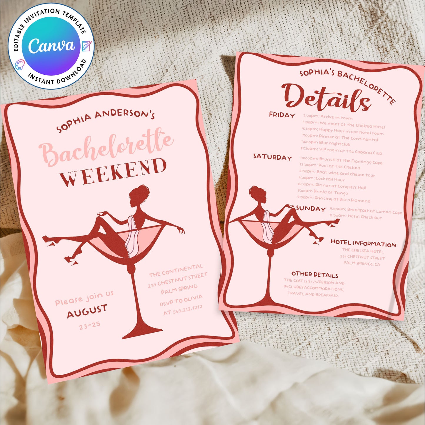 Digital Bachelorette Weekend Party Invitation