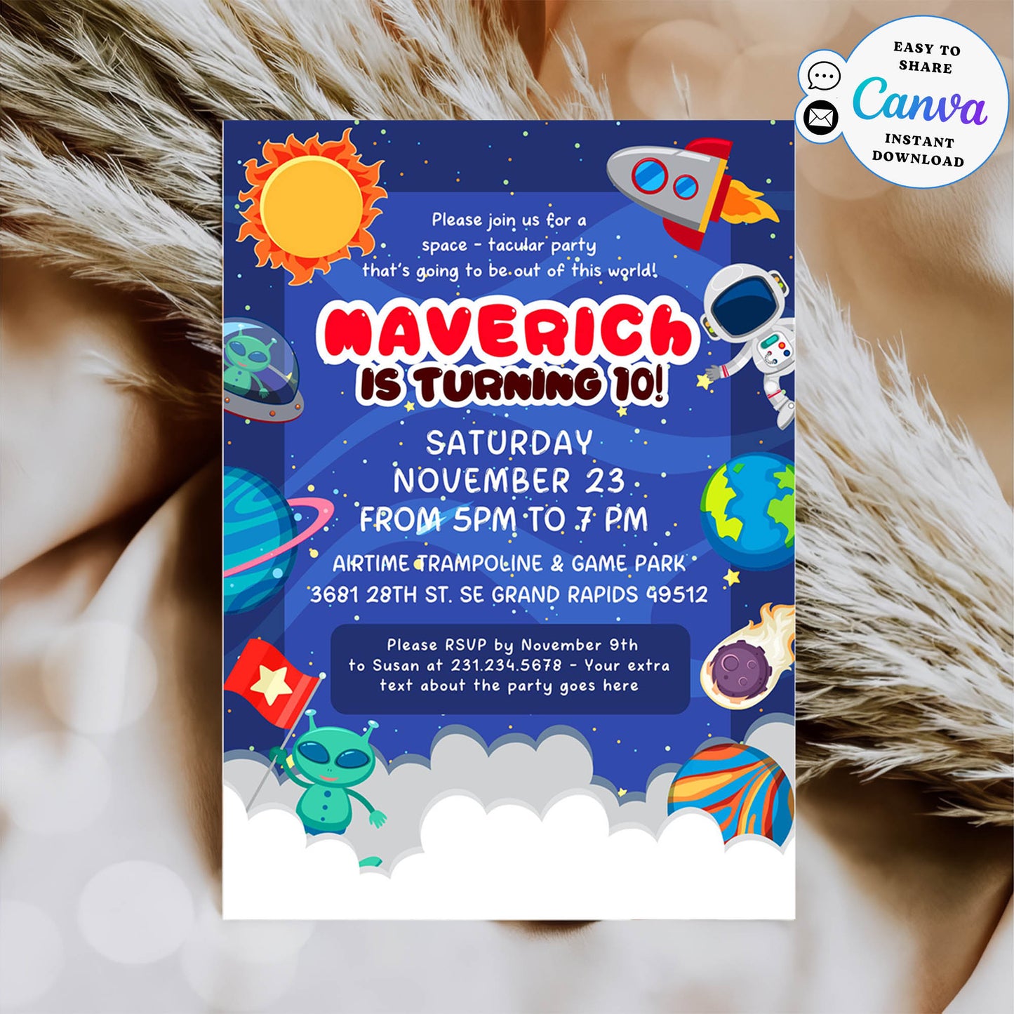 Explore the Galaxy Birthday Invitation Template