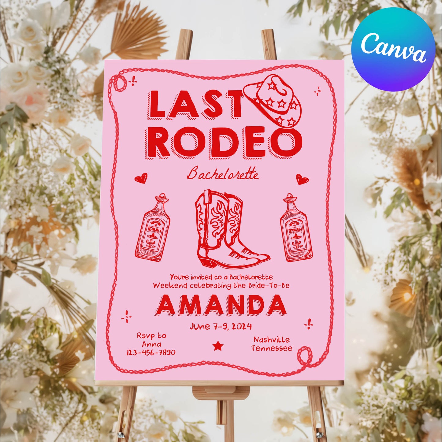 Pink Last Rodeo Bachelorette Weekend Welcome Sign