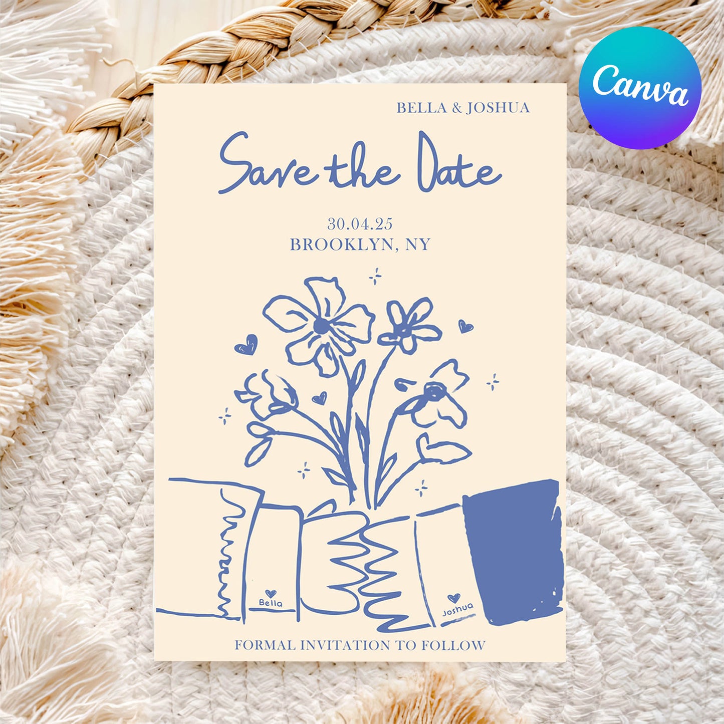 Modern Save The Date Wedding Invitations Canva Template