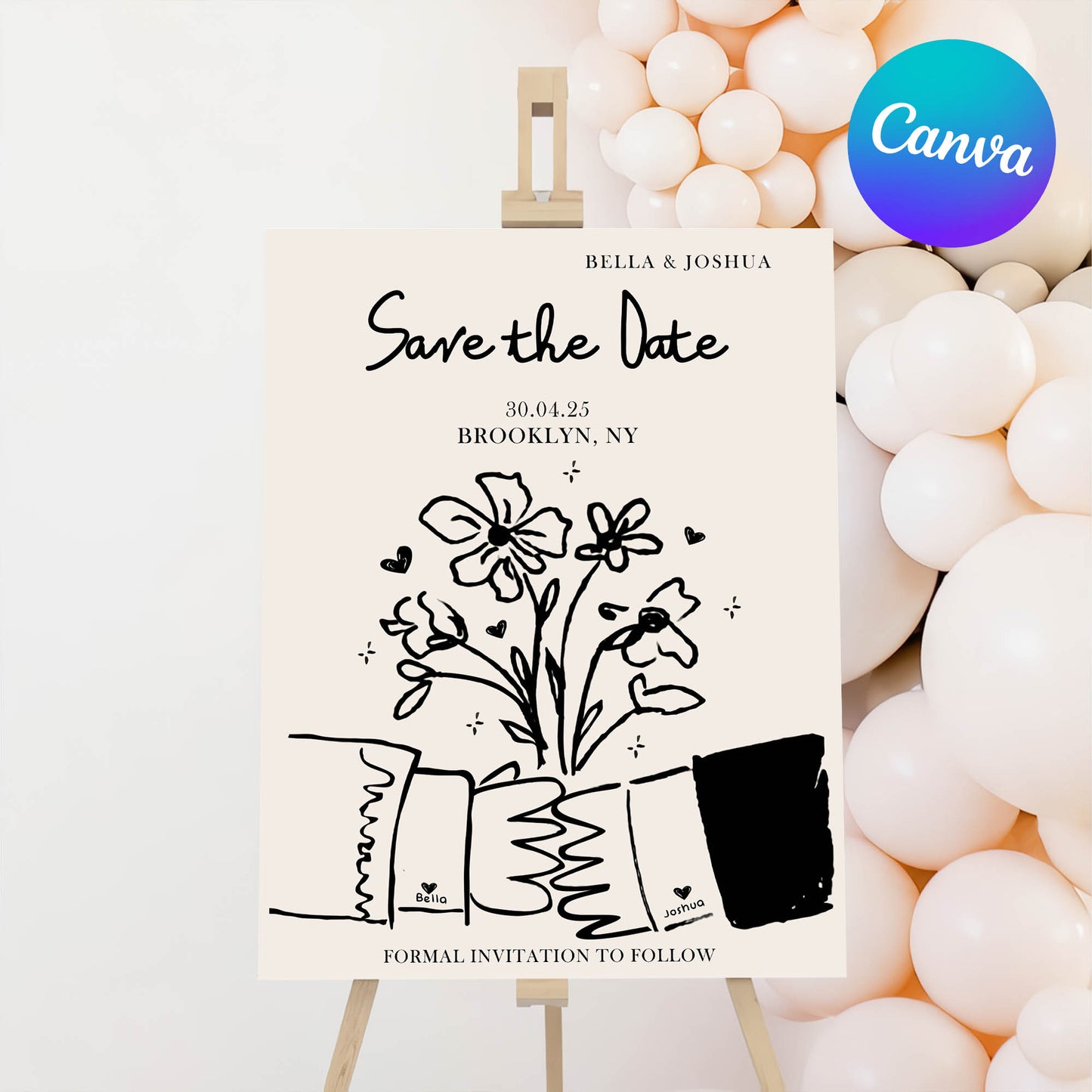 EDITABLE Save The Date Modern Wedding Welcome Sign