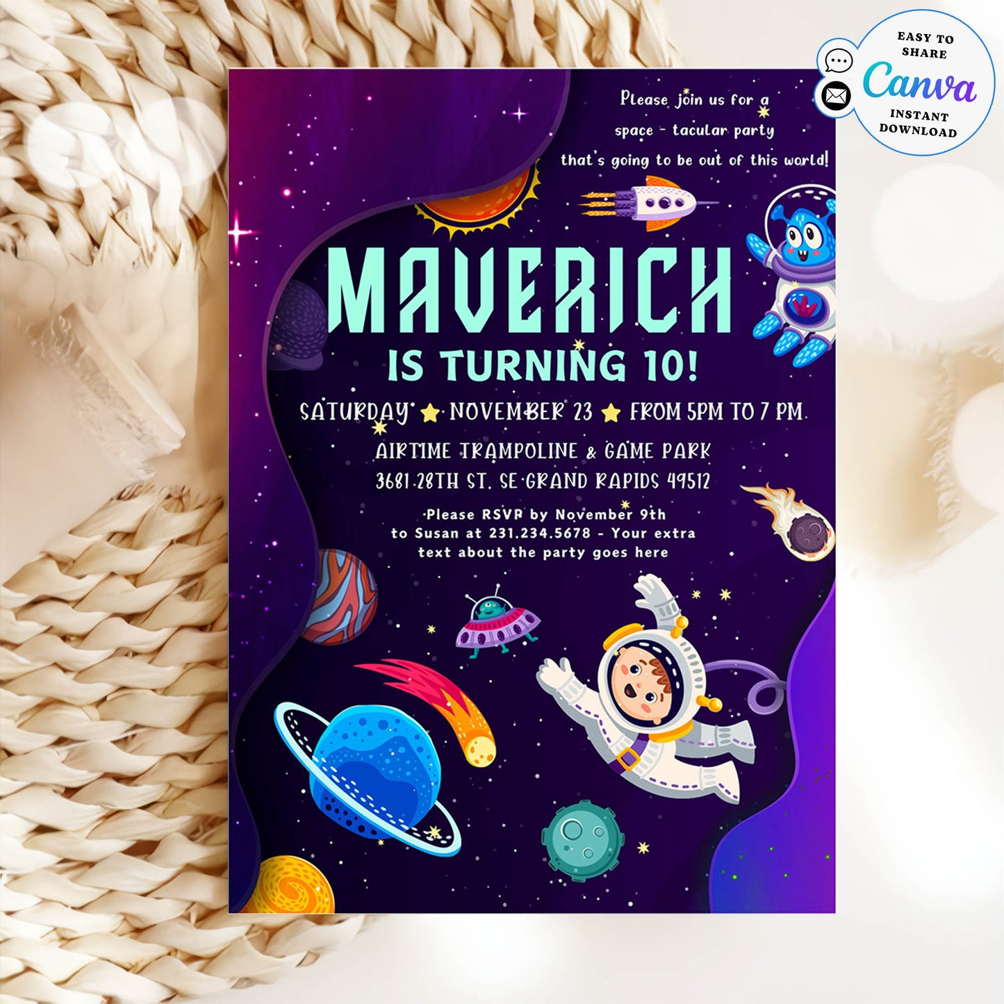 Outer Space Birthday Adventure Invitation