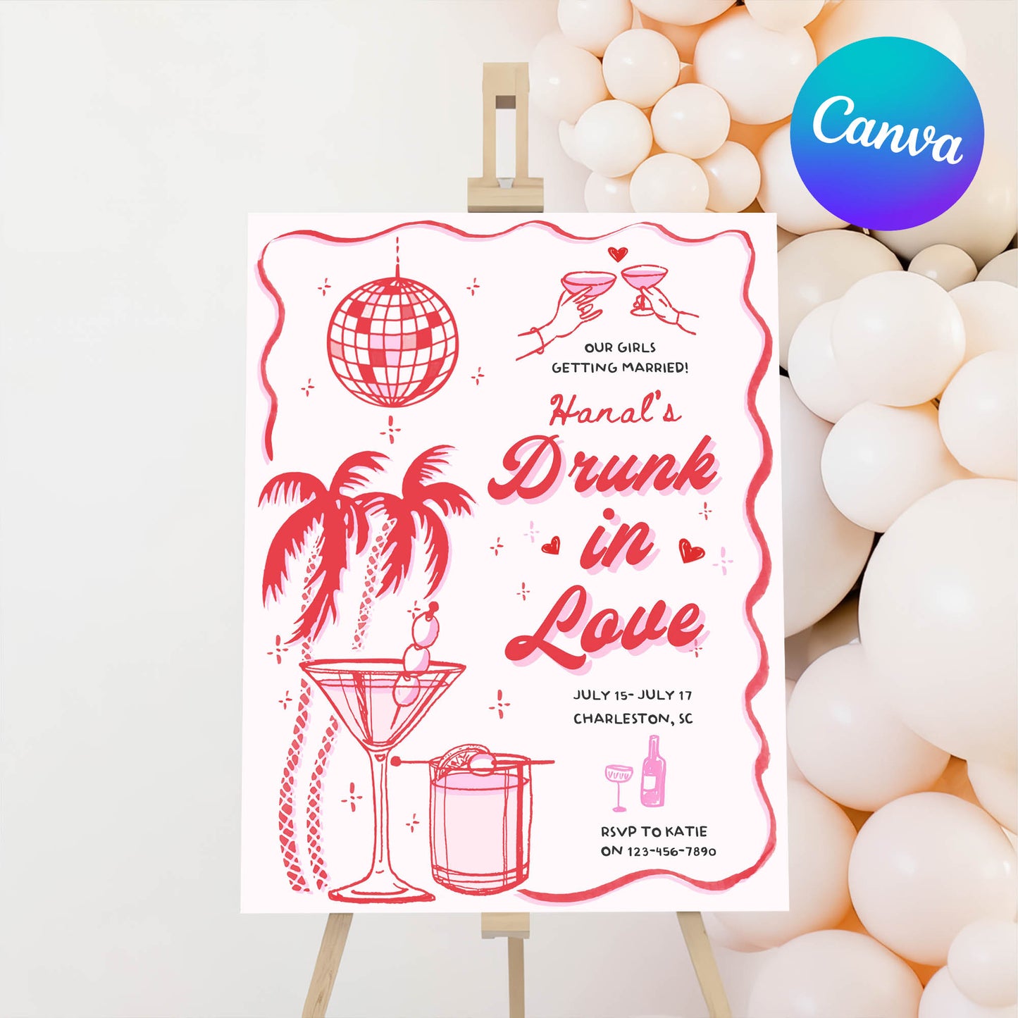 Pink Bachelorette Welcome Sign Template