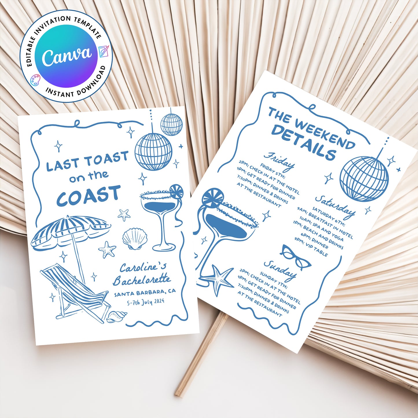 Last Toast On The Coast Bachelorette Party Invitation