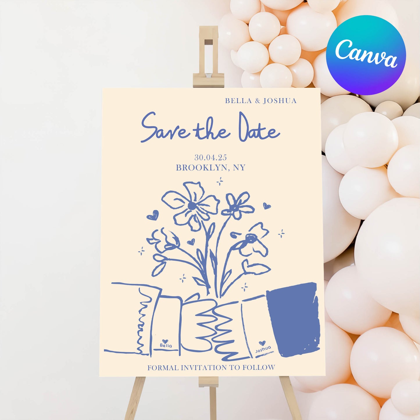 Elegant Save the Date Wedding Welcome Sign Template