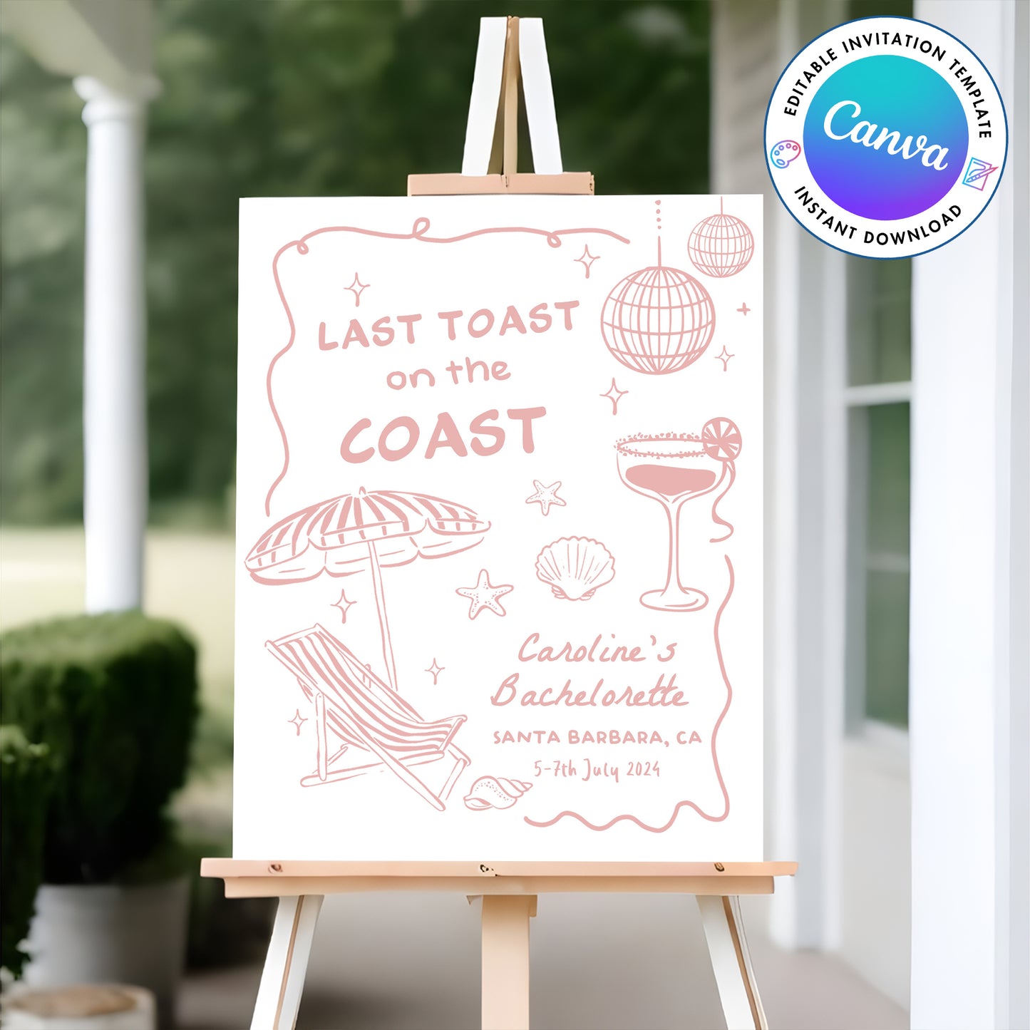 Editable Bachelorette Party Welcome Sign Template