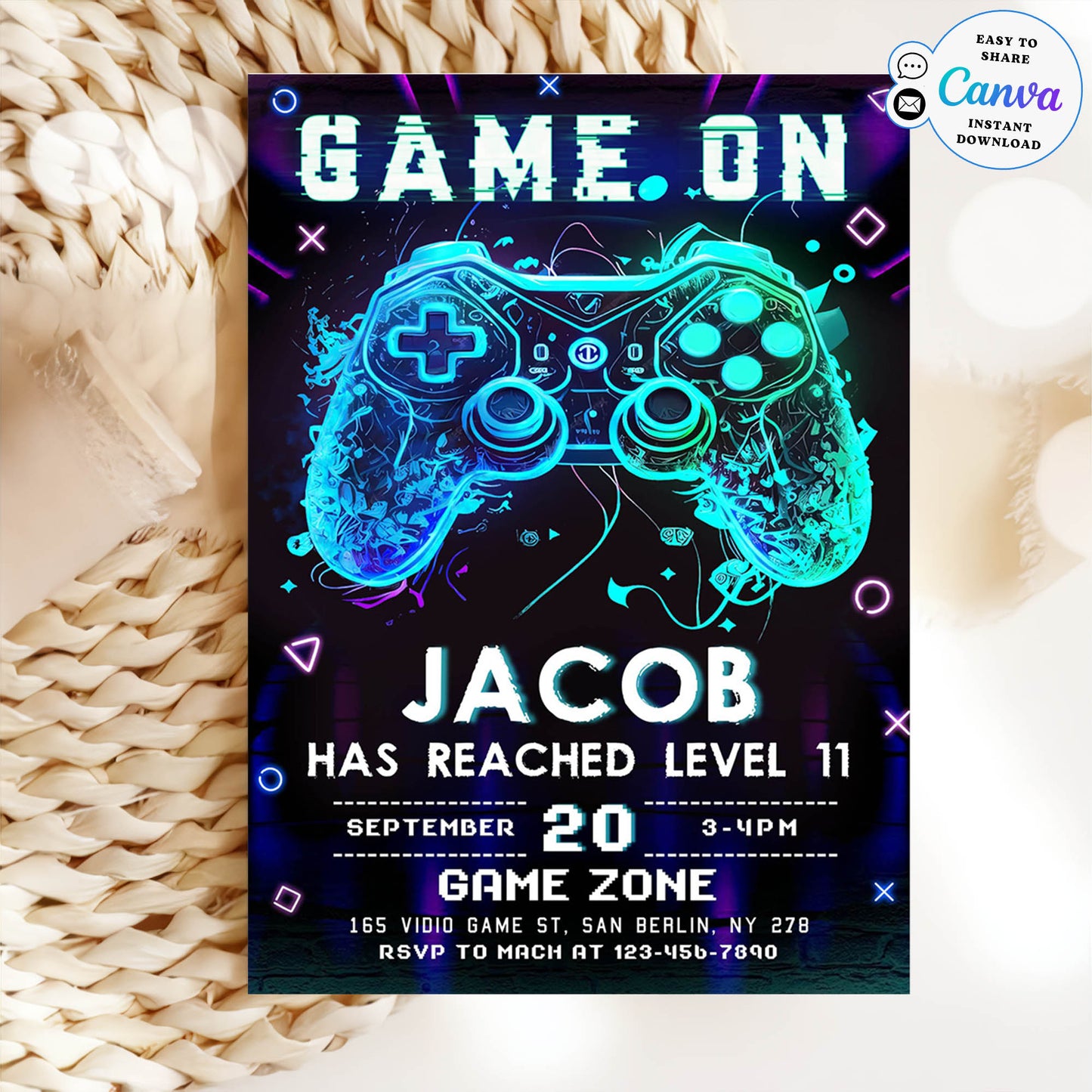 Game On Video Game Birthday Invitation Template