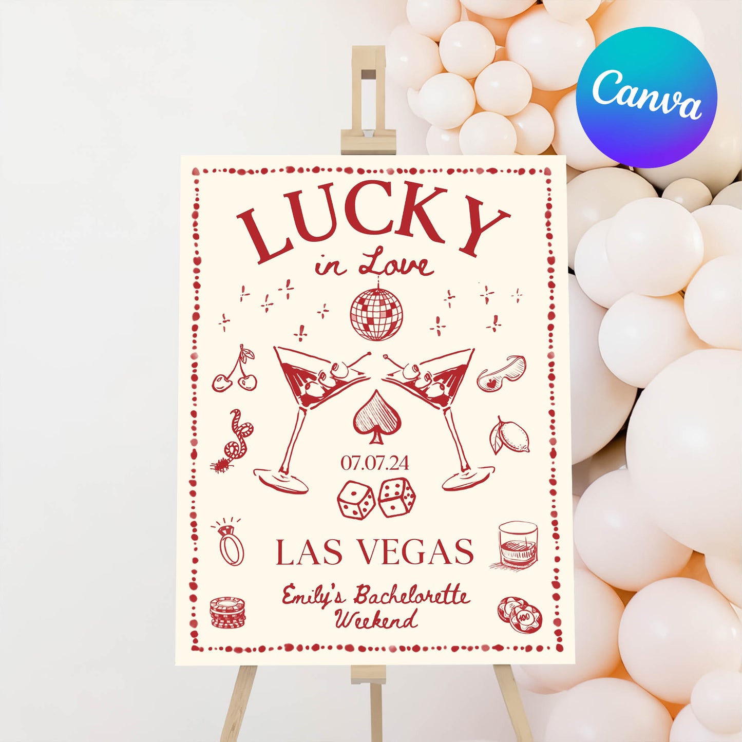 Editable Welcome Sign for Lucky in Love Theme