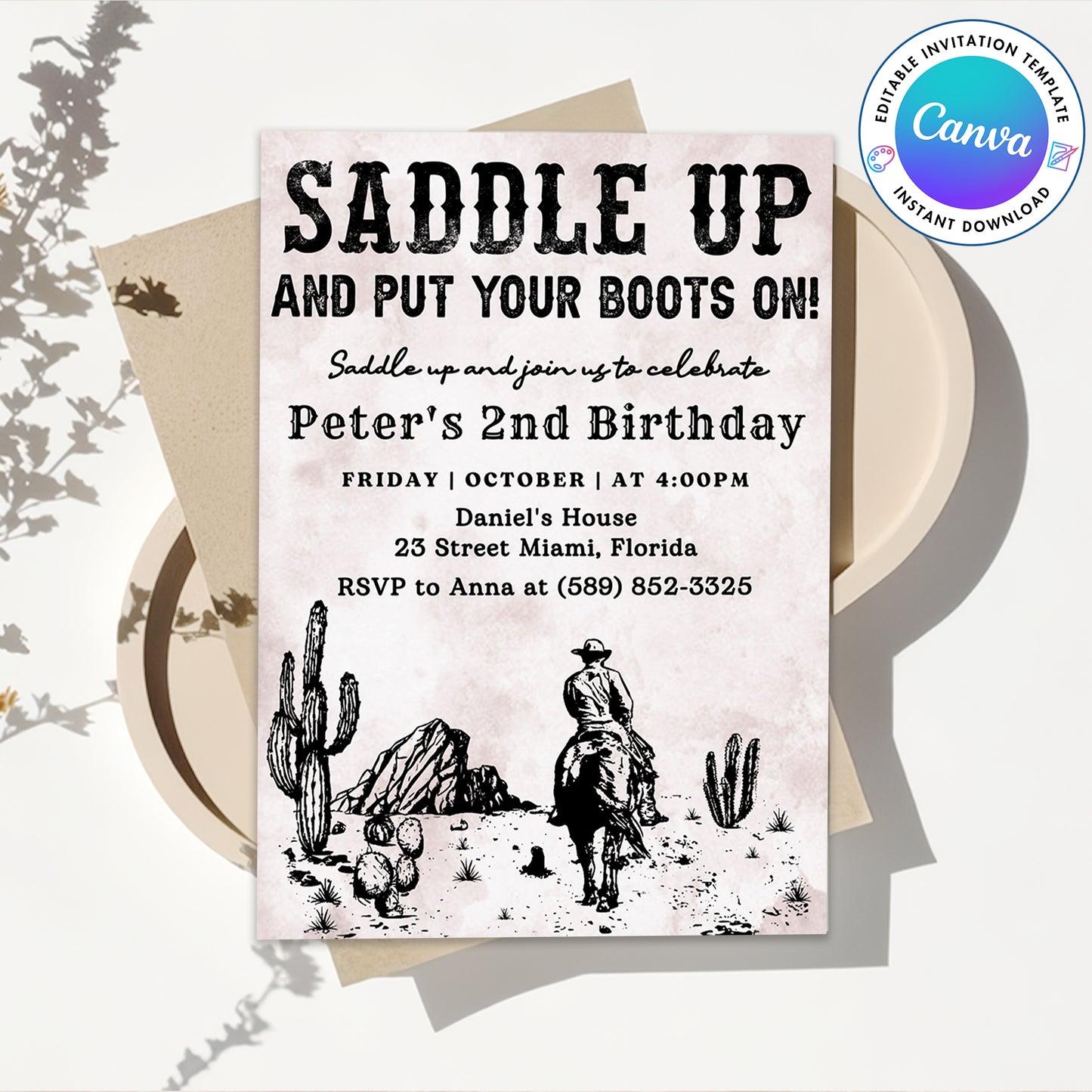 Saddle Up Western Birthday Invitation