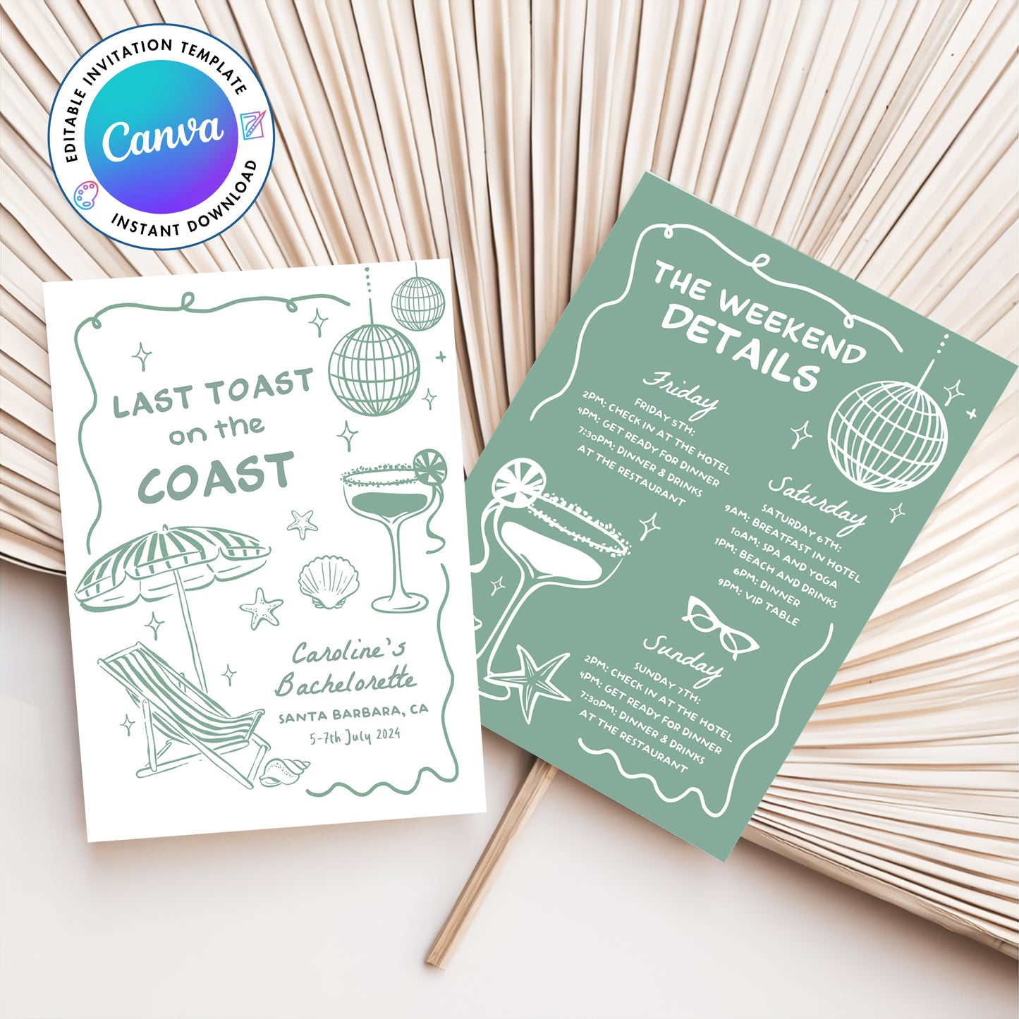 Last Toast on the Coast! Perfect Beach Bachelorette Invitation 🌊