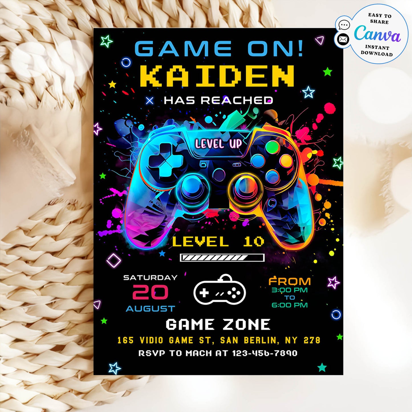 Game On! Video Game Party Invitation Design