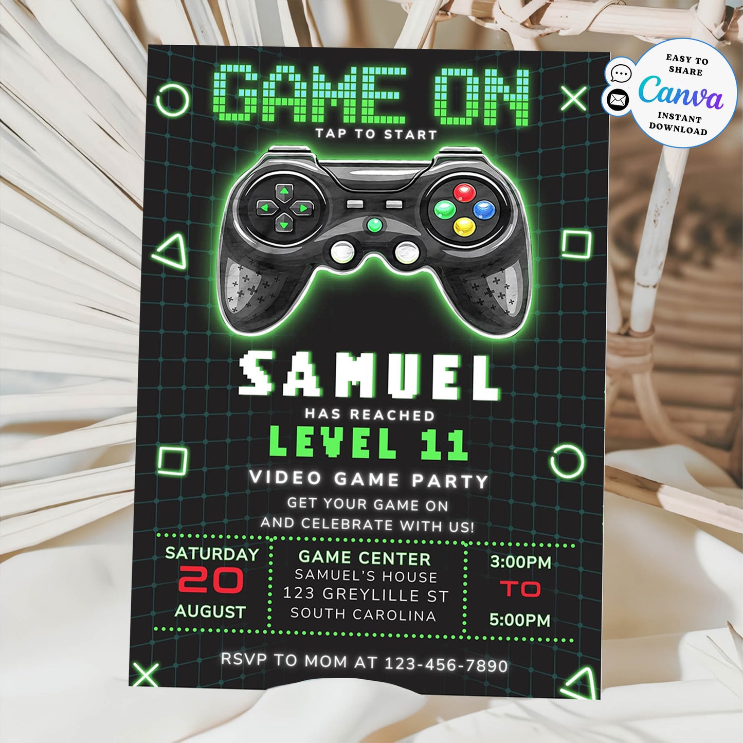 Video Game Party Invitation, EDITABLE Level Up Birthday Invite