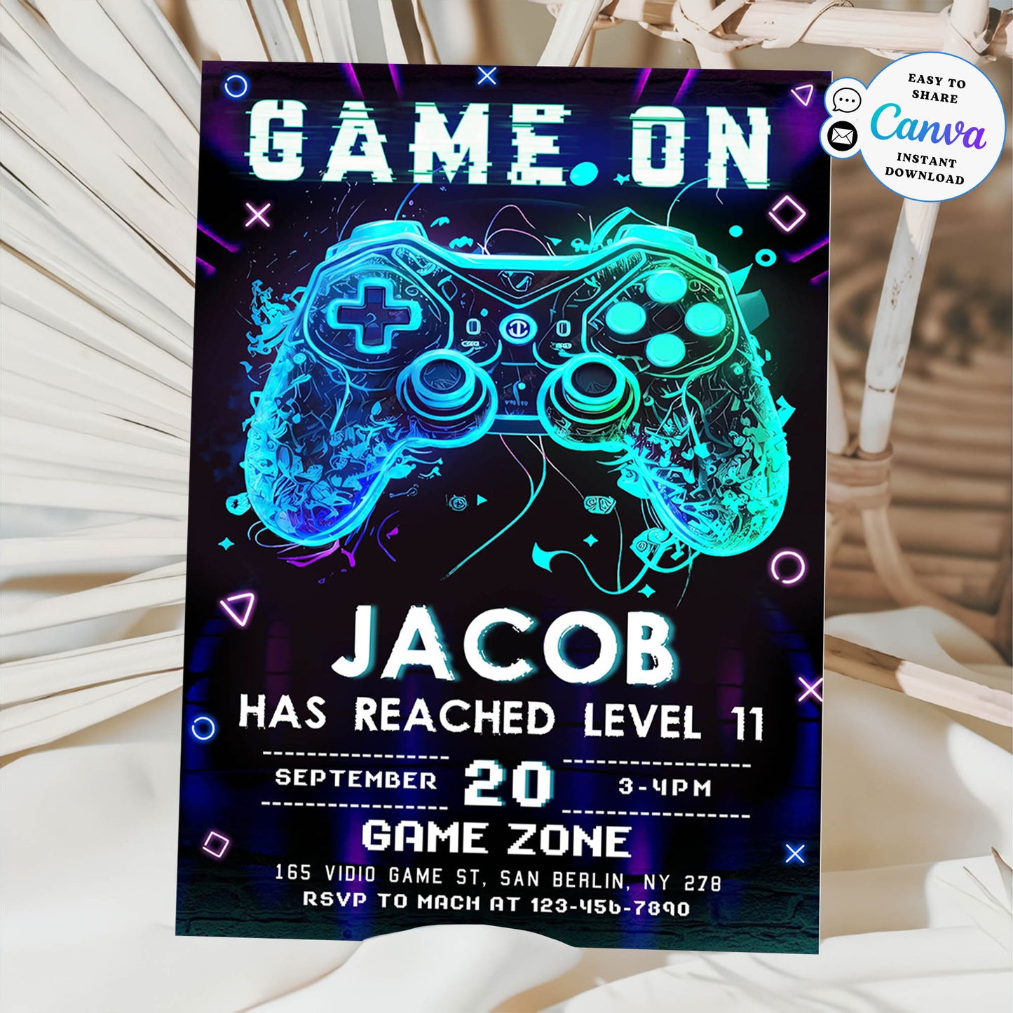 Game On Video Game Birthday Invitation Template