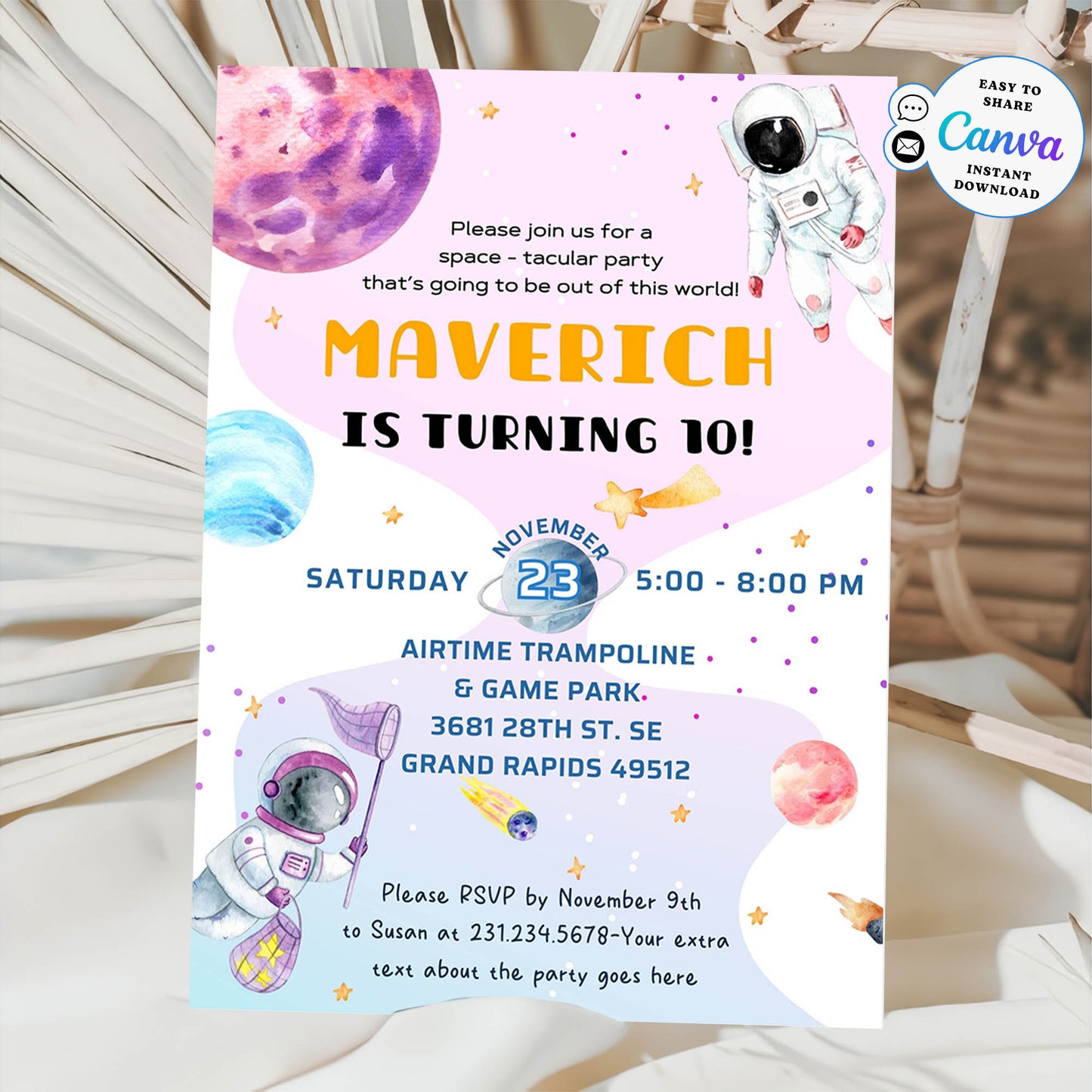 Outer Space Birthday Invitation